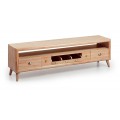 Luxusný TV stolík s piatimi zásuvkami Bromo je vyrobený z exotického dreva Mindi, ktoré je veľmi cenené pre svoje vlastnosti