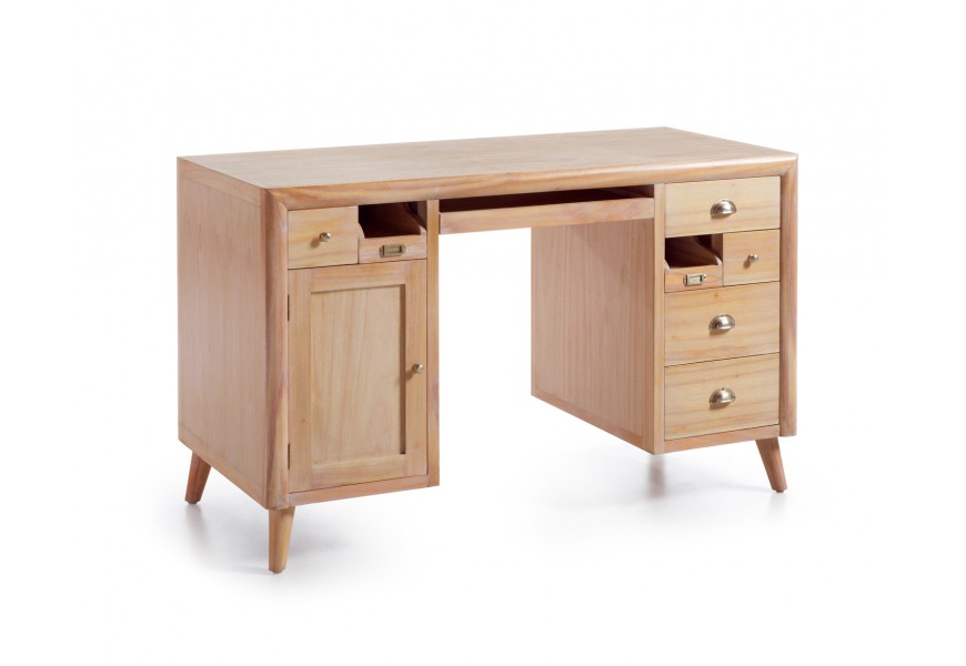 Štýlový písací stôl s výsuvnou doskou Bromo je vyrobený z exotického dreva Mindi