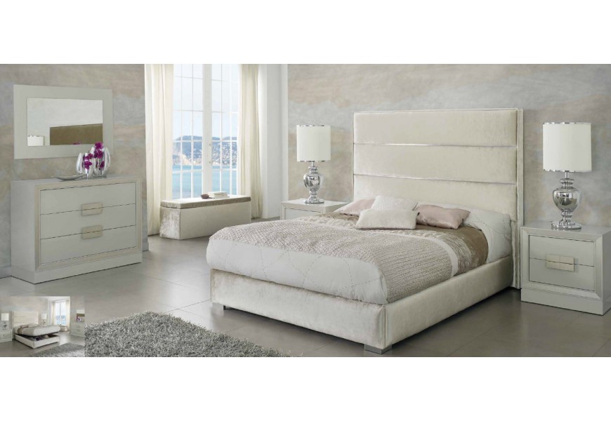 Luxusná čalúnená posteľ CLAUDIA s vysokým prešívaným čelom a s úložným priestorom 200cm