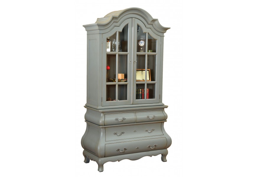 Luxusná rustikálna zdobená vitrína MADISON z masívnu 122cm