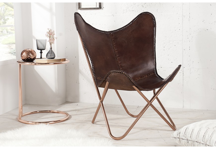 Dizajnov&eacute; luxusn&eacute; kreslo Butterfly hned&aacute; koža