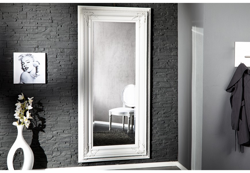 Luxusné elegantné renesančné zrkadlo Cheval 180 cm biele