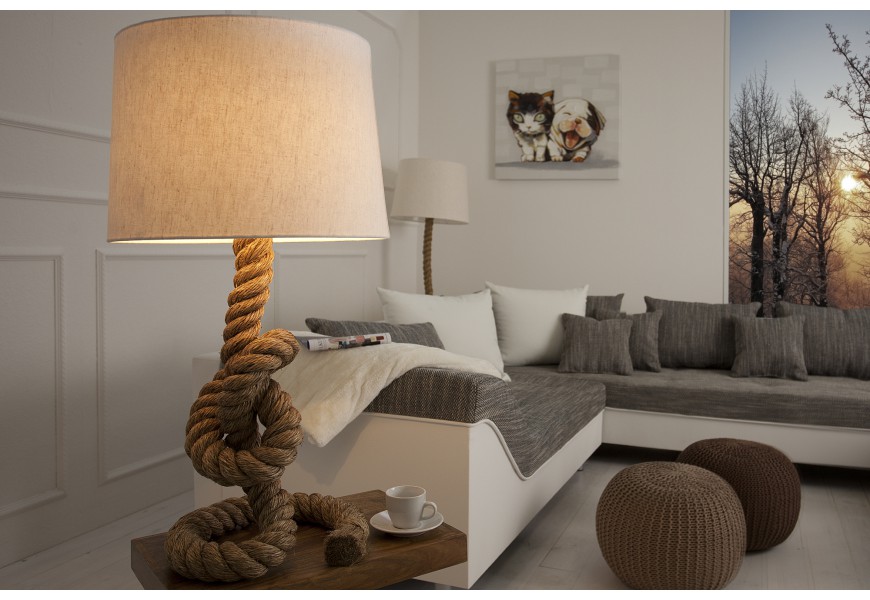 Dizajnová štýlová stolná lampa Marinero 85cm prírodná krémová