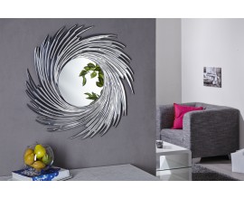 Luxusné dizajnové závesné zrkadlo Soleil strieborné