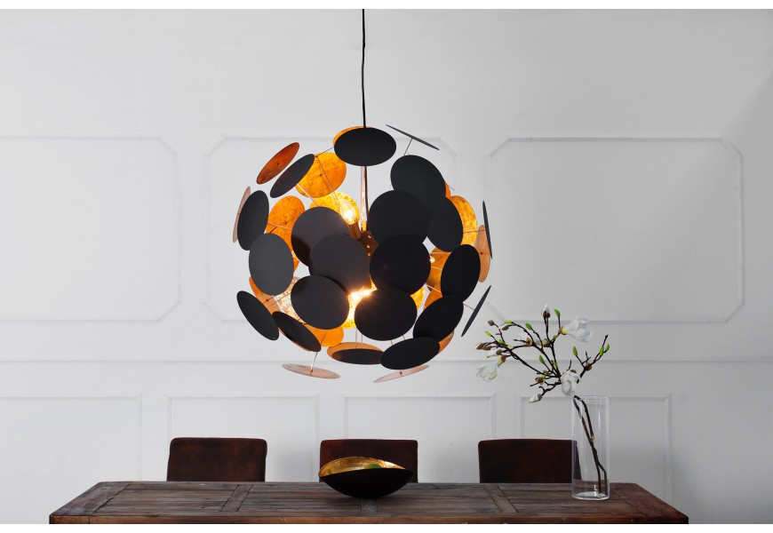 Dizajnová elegantná závesná lampa Infinity čierno-zlatá