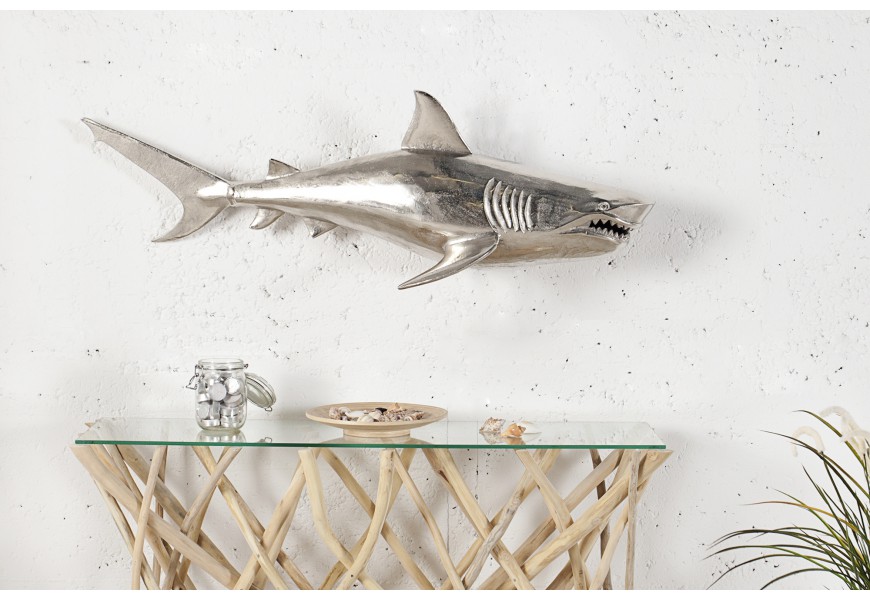 Modern&aacute; jedinečn&aacute; n&aacute;stenn&aacute; dekor&aacute;cia Hai 105 cm strieborn&aacute;