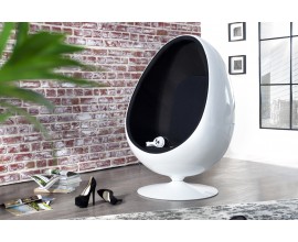 Luxusné elegantné kreslo Space Egg bielo-čierne