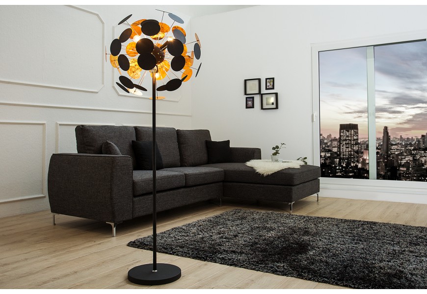 Exkluz&iacute;vna modern&aacute; stojaca lampa Infinity 170 cm čierno - zlat&aacute;