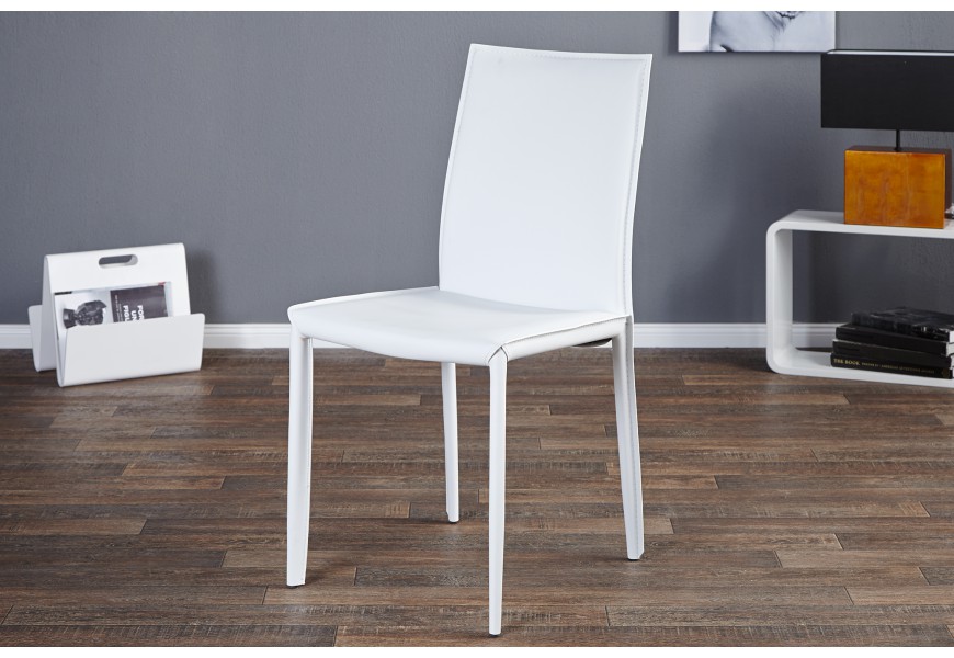 Elegantná moderná stolička Milano v bielej koži