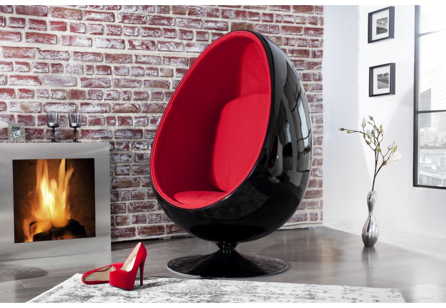 Dizajnov&eacute; modern&eacute; kreslo Space Egg čierno / červen&eacute;