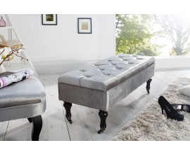 Štýlová lavica s úložným priestorom Glamour 110cm strieborná