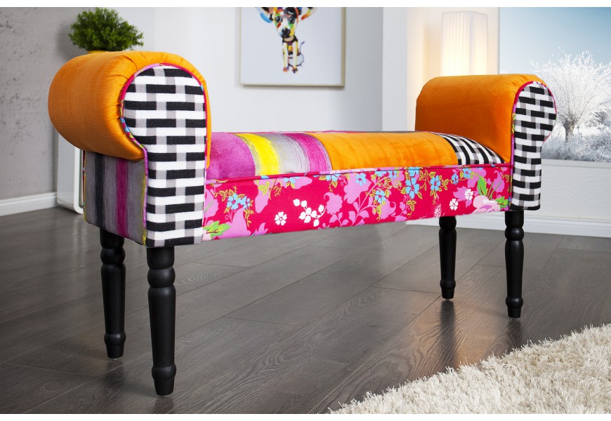 Jedinečná dizajnová lavica Ibiza II 100cm Patchwork