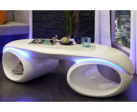 Moderný konferenčný stolík Futura biely s LED