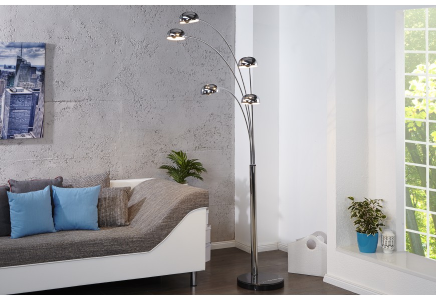 Dizajnová moderná stojaca lampa Five Lights chrómová
