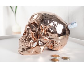 Extravagantná jedinečná dekoračná pokladniča Lebky 20cm meďená