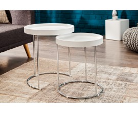 Luxusný moderný set 2 konferenčných stolíkov Two-Way biela