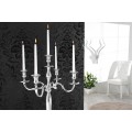 Klasický zámocký vysoký strieborný kovový 5 ramenný svietnik Modern barock s lesklým povrchom 120 cm