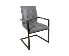 Dizajnová štýlová stolička Oxford s podrúčkami šedá