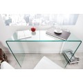 Moderný sklenený obdĺžnikový priehľadný písací stôl Ghost so zaoblenými rohmi 100 cm