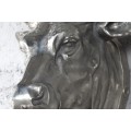 Jedinečný hliníkový odliatok hlavy býka 65cm