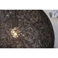 Dizajnová čierna moderná závesná lampa Cocoon guľatého tvaru z banánového vlákna s káblom so stropnou krytkou 45 cm