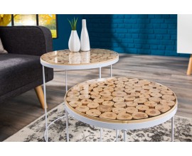 Štýlový odkladací stolík biely Pure nature mix 40cm