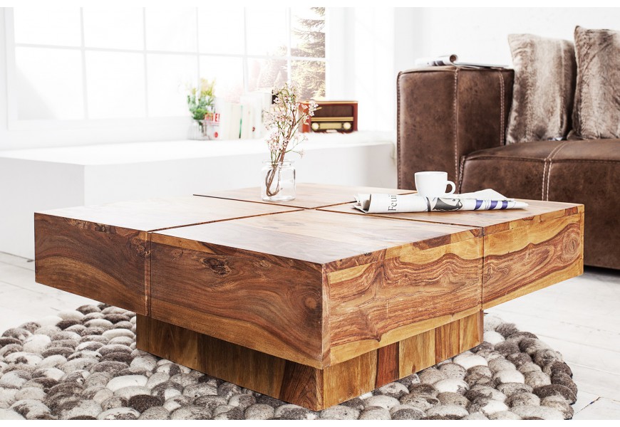 Jedinečný dizajnový stolík z masívneho dreva do moderných priestorov