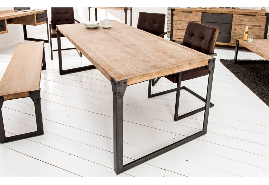 Štýlový industriálny jedálenský stôl z masívu Factory 160cm 