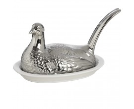 Štýlová strieborná maselnička - holubica
