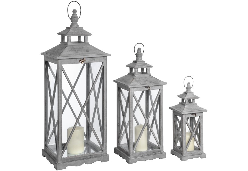 Dizajnový set troch drevených lampášov