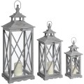 Dizajnový set troch drevených lampášov