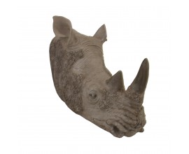 Dizajnová etno nástenná dekorácia Rino v podobe hlavy jednorožca v sivej farbe zo živice v detailnom realistickom spracovaní