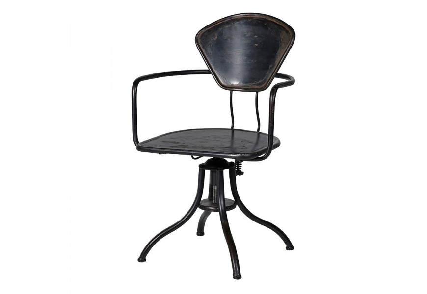 Dizajnová industriálna kovová čierna kancelárska stolička Dallas