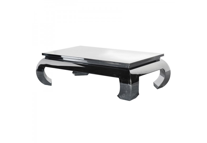 Elegantný chrómový art-deco konferenčný stolík Cromia obdĺžnikového tvaru