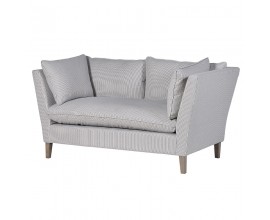 Štýlová retro čalúnená pásiková čierno biela dvojsedačka Malisa s bavlneným poťahom v obdĺžnikovom tvare 166 cm