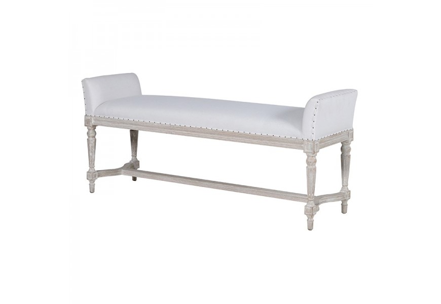 Luxusná čalúnená lavica Elise biela 135cm