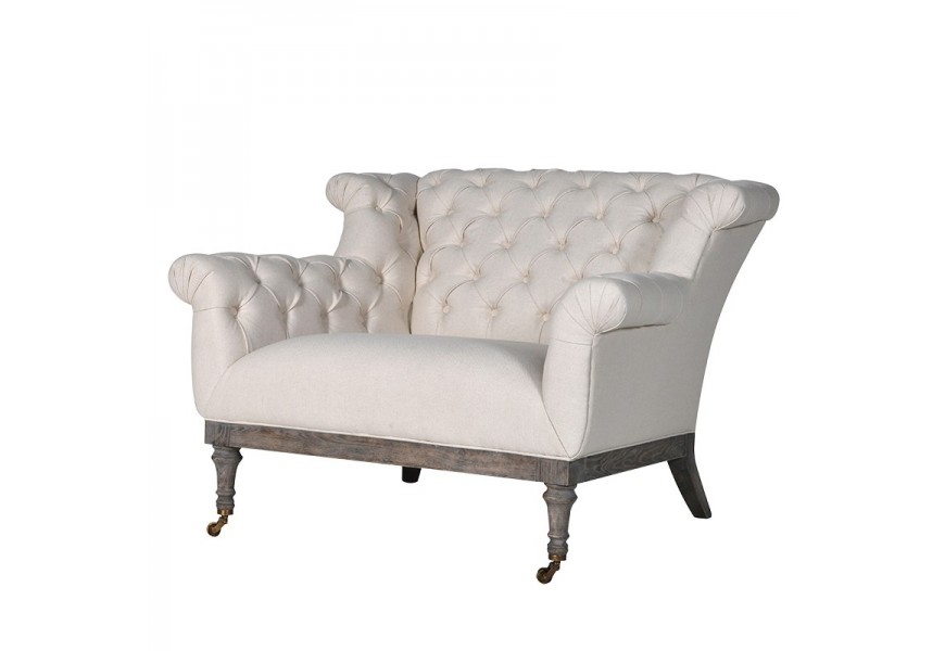 Luxusné krémové Chesterfield kreslo 105cm