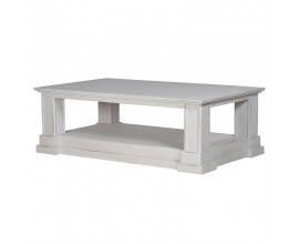 Luxusný vidiecky konferenčný stolík Chloé v svetlej sivej farbe s vintage efektom vymytého náteru 150 cm