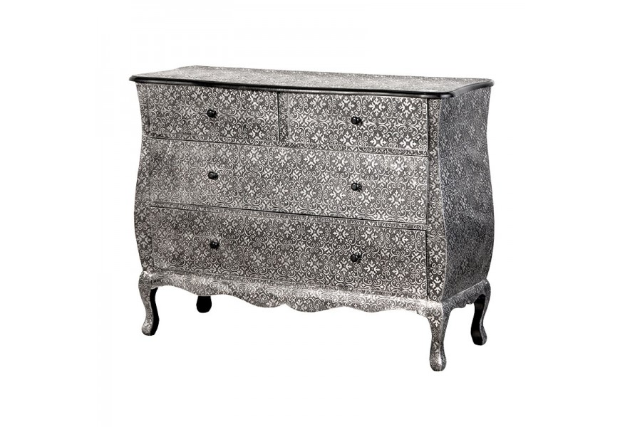 Luxusn&aacute; strieborn&aacute; reli&eacute;fna komoda Gloria 104cm
