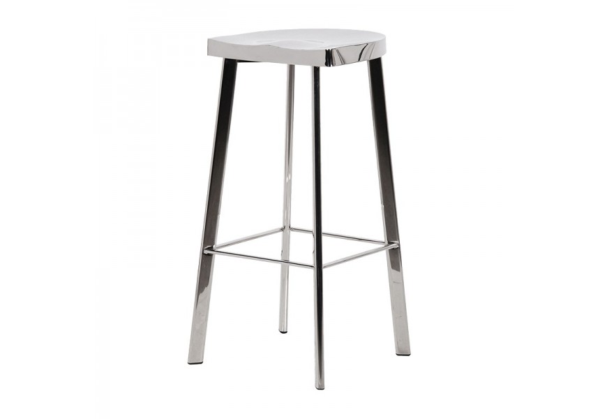 Luxusná chrómová barová stolička Cromia v art-deco štýle strieborná