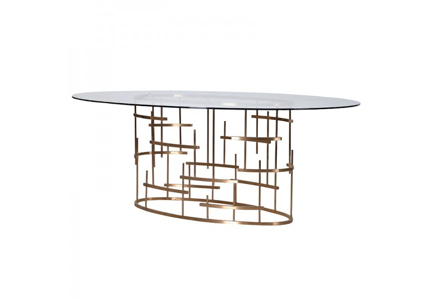 Dizajnový oválny Art-Deco jedálenský stôl