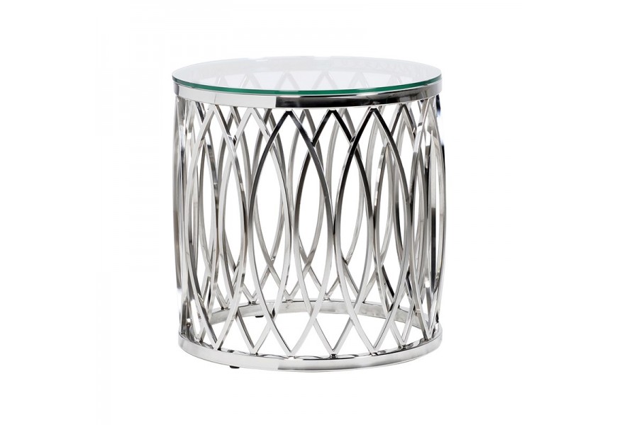 Dizajnový Art-Deco príručný stolík z nerezovej ocele