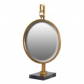 Dizajnové zlaté zrkadlo na stojane 77cm