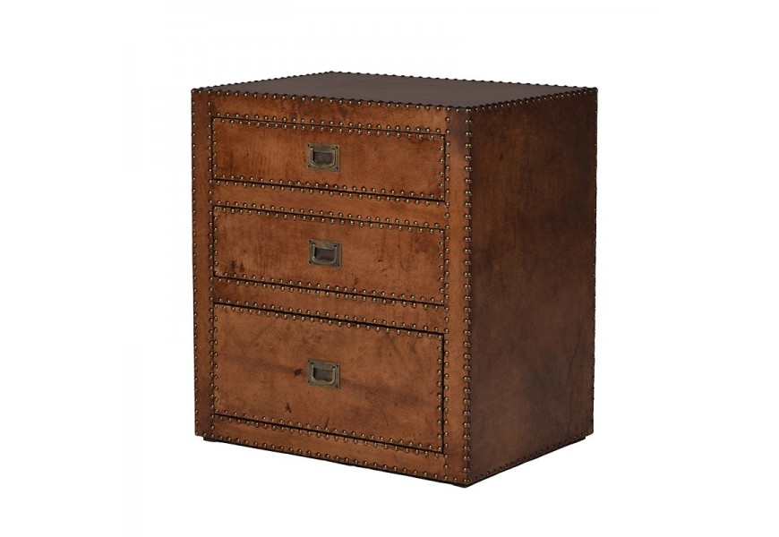 Luxusný príručný stolík z pravej kože s vybíjanými detailmi