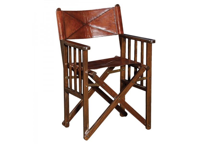 Koloniálne kožené kreslo s opierkami MERIDA 90cm