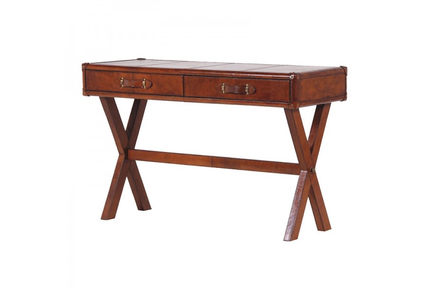 Atypický koloniálny kožený stôl MERIDA