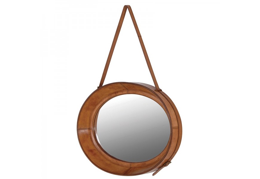 &Scaron;t&yacute;lov&eacute; koloni&aacute;lne z&aacute;vesn&eacute; zrkadlo s kožen&yacute;m r&aacute;mom MERIDA