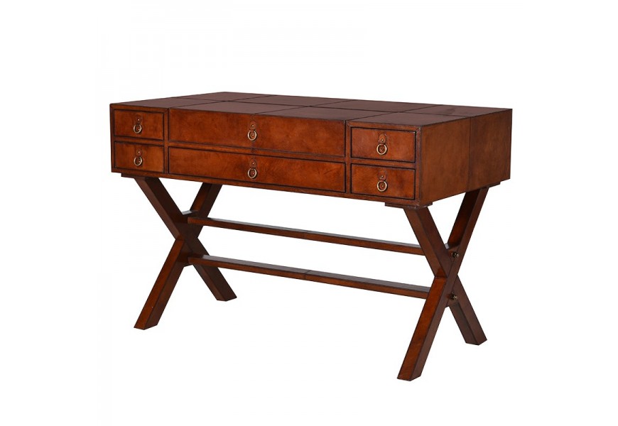 Luusný kožený kancelársky stôl Pellia s nohami v tvare x
