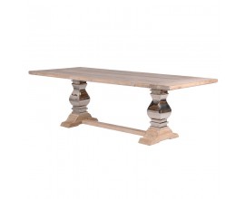 Vidiecky obdĺžnikový veľký bledohnedý jedálenský stôl Braddock z borovicového a brestového dreva s chrómovým zdobením 240cm