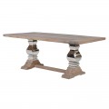 Jedinečný obdĺžnikový masívny hnedý jedálenský stôl Braddock s nohami zdobenými chrómom v induustriálnom štýle